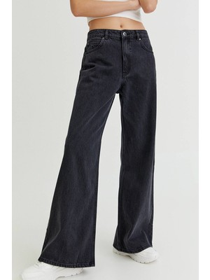 Livik Kadın Süper Yüksek Bel Geniş Paça Wide Leg Jeans Pantolon