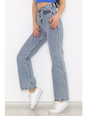 Ramrod Kadın  Kar Yıkama Dökümlü Geniş Paçalı Pantolon- Bol Paça