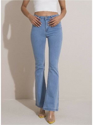 Ramrod Celeste Mavi Ispanyol Paça Yüksek Bel  Kot Pantolon (Toparlayıcı)