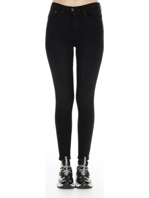 Livik Renk Vermez Siyah Extra Skinny  Jeans Kot Pantolon (Simsiyah)