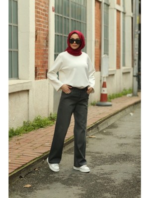 Livik Kadın Süper Yüksek Bel Geniş Paça Wide Leg Jeans Pantolon