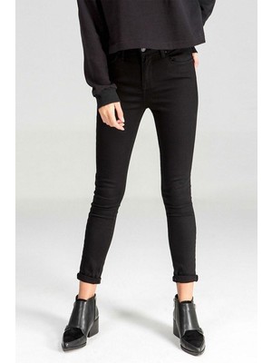Livik Siyah Extra Skinny Jeans Kot Pantolon (Dar Paça)