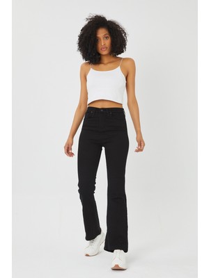 Ramrod Ispanyol Paça Flare S.i.m.s.i.y.a.h Renk Solmaz Siyah Jeans (Riklalı)