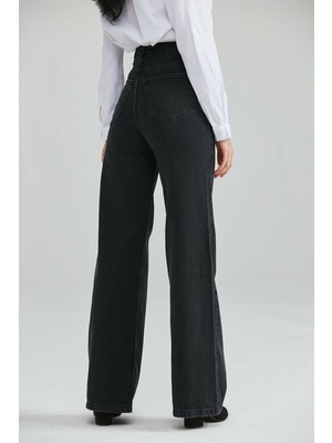 Livik Fermuar Detaylı 90's Wide Leg  Jeans palazzo Jeans - Salaş Kot Pantolon