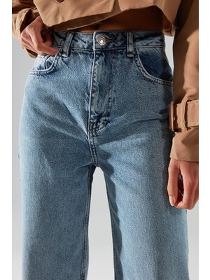 Ramrod Laysla -2 Kadın Kar Yıkama Yüksek Bel Bol Paça Kot Pantolon- Wide Leg