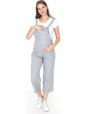 Luvmabelly Gri Hamile Salopet %50 Pamuk %50 Polyester Ayarlanabilir Askılı Model