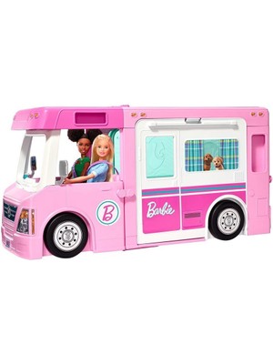 Barbie'nin Parlak Pembe Üçü Bir Arada Rüya Karavanı Eğlenceli Oyun Seti 3 Yaş Ve Üzeri İçin