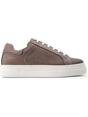 Deery Hakiki Deri Vizon Rengi Sneaker Kadın Ayakkabı