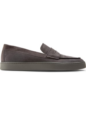 Deery Hakiki Süet Gri Loafer Erkek Ayakkabı
