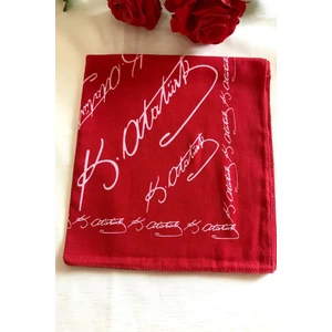Als Accessories Atatürk Imzalı Büyük Boy  Kırmızı Renk Unisex  %100 Cotton Bandana Fular