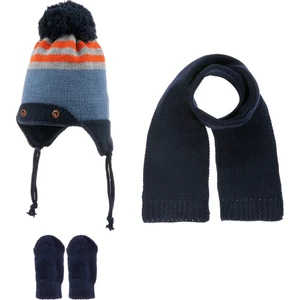 0-12 Ay Erkek Bebek Atkı Bere Eldiven Takımı, 3 Lü Set