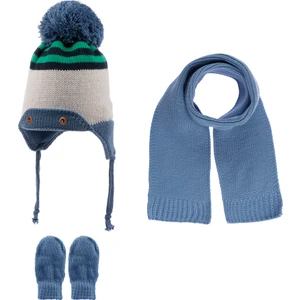 0-12 Ay Erkek Bebek Atkı Bere Eldiven Takımı, 3 Lü Set