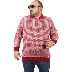 Moc Grande Mocgrande Büyük Beden Erkek Sweatshirt Polo Yaka 22714-BORDO