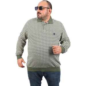 Moc Grande Mocgrande Büyük Beden Erkek Sweatshirt Polo Yaka 22714-HAKI