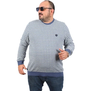 Büyük Beden Erkek Bisiklet Yaka Sweatshirt 22715-INDIGO
