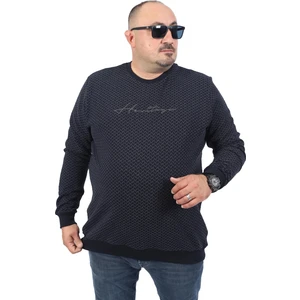 Moc Grande Erkek Sweatshirt Bisiklet Yaka Regular Fit Uzun Kol Düz Renk 22725-LACIVERT