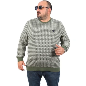 Büyük Beden Erkek Bisiklet Yaka Sweatshirt 22715-HAKI