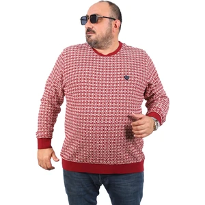 Büyük Beden Erkek Bisiklet Yaka Sweatshirt 22715-BORDO