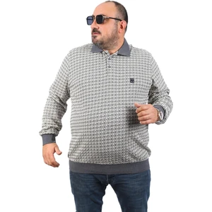 Büyük Beden Erkek Sweatshirt Polo Yaka 22714-ANTRASIT