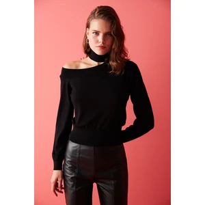 Siyah Concept Shoulder Cut-Out Tricot Bluz