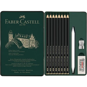Faber Castell Pitt Graphite Matt Dereceli Kalem Eskiz Çizim Karakalem Seti 11 Parça Metal Kutu
