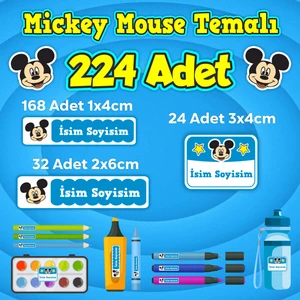 Sb Store Mickey Mouse Okul Kreş Etiketi Kalem Defter Özel Isim Yazılabilen Etiket Seti Model 11 - 224 Adet