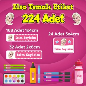 Sb Store Elsa Okul Kreş İsim Etiketi Kalem Defter Özel İsim Yazılabilen Etiket Seti Model 24 - 224 Adet