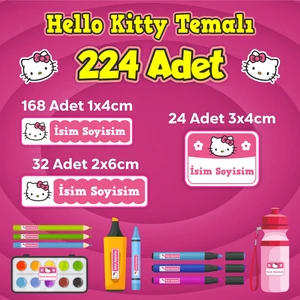 Sb Store Hello Kitty Okul Kreş İsim Etiketi Kalem Defter Özel İsim Yazılabilen Etiket Seti Model 5 - 224 Adet