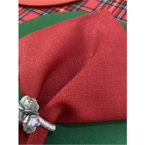 Zeren Home Keten Görünümlü Simli Dertsiz Servis Peçetesi 35 x 35 cm Kırmızı 12 Adet