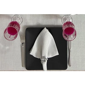 Zeren Home Keten Görünümlü Simli Dertsiz Servis Peçetesi 35 x 35 cm Gri 12 Adet