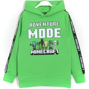 Adventure Mode Baskılı Çocuk 2 Ip Hoodie Yeşil Renk