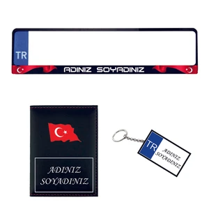 Plakalık Kişiye Özel Araç Plakalık Ruhsat Kabı Anahtarlık Set