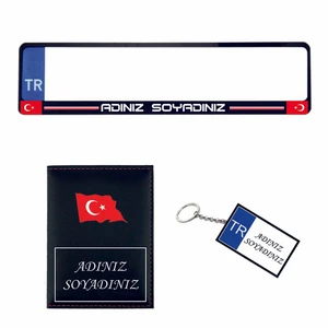Plakalık Kişiye Özel Araç Plakalık Ruhsat Kabı Anahtarlık Set