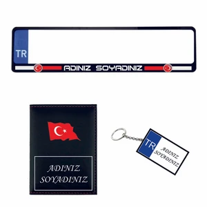 Plakalık Kişiye Özel Araç Plakalık Ruhsat Kabı Anahtarlık Set