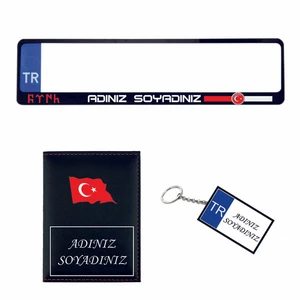 Plakalık Kişiye Özel Araç Plakalık Ruhsat Kabı Anahtarlık Set