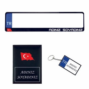 Plakalık Kişiye Özel Araç Plakalık Ruhsat Kabı Anahtarlık Set