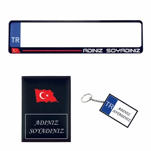 Plakalık Kişiye Özel Araç Plakalık Ruhsat Kabı Anahtarlık Set