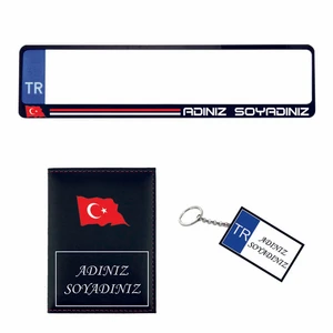 Plakalık Kişiye Özel Araç Plakalık Ruhsat Kabı Anahtarlık Set