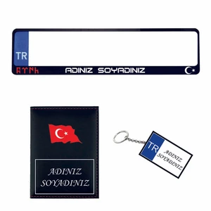 Plakalık Kişiye Özel Araç Plakalık Ruhsat Kabı Anahtarlık Set