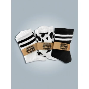 Desenli Unisex Kolej 3'lü Çorap Paketi