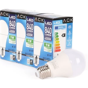 9W 3'lü Paket LED A60 Ampul 4000K Ilık Beyaz AA13-00921