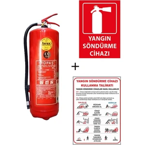 6kg Tüpaş Yangın Tüpü,yangın Tüpü Kullanım Talimatı ve Yangın Tüpü Levhası 3lü Set