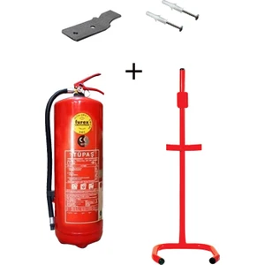 6kg Tüpaş Yangın Tüpü, Dübel Vida, Askı Aparatı ve C Tipi Sehpa 4lü Set