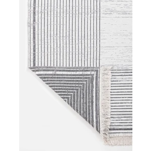 Saraz Halı Bohem Serisi Çerçeve Gri Çift Taraflı Dokuma Pamuklu Kilim BHM1S