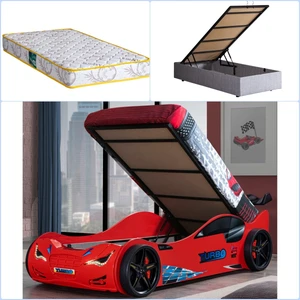 Süpers Bazalı Arabalı Yatak, Ledli - Adaptörlü + 1 Adet Comfort Yatak