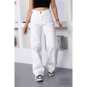 Beyaz Bol Paça Salaş Pantolon