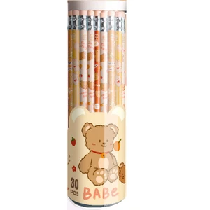 Hainan Shenda 50 Adet/varil Ahşap Hb Kalem Silgi ile Sevimli Kroki Çizim Kalem Öğrenci Yazma Kırtasiye Ofis Malzemeleri Çocuk Hediye