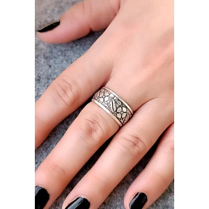 Fildişi Aksesuar Yaprak Desenli Erkek Yüzük Gümüş Kaplama Ayarlanabilir El Yapımı Erkek Yüzük