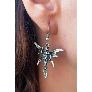 Fildişi Aksesuar Antik Gümüş Kaplama Kanatlı Peri Şekilli El Yapımı Çift Adet Kadın Küpe