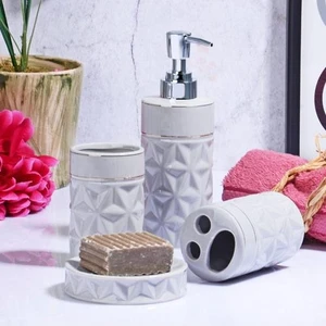 Ksv Stonware 4 Lü Banyo Seti Takımı - Sıvı Sabunluk Seti MSB-06877